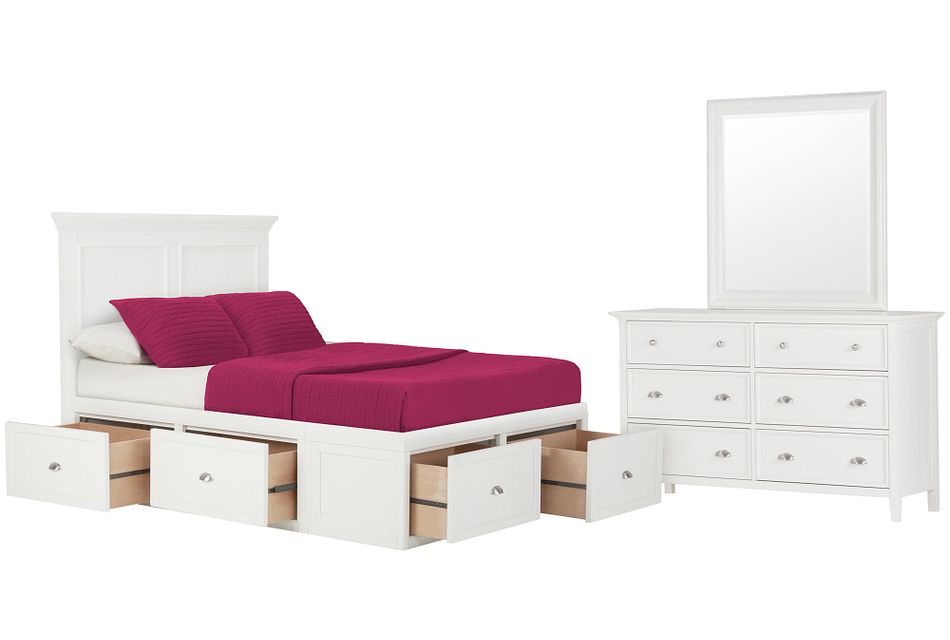 Spencer White 4 Drawer Platform Storage Bedroom Baby Kids Bedroom Sets City Furniture
