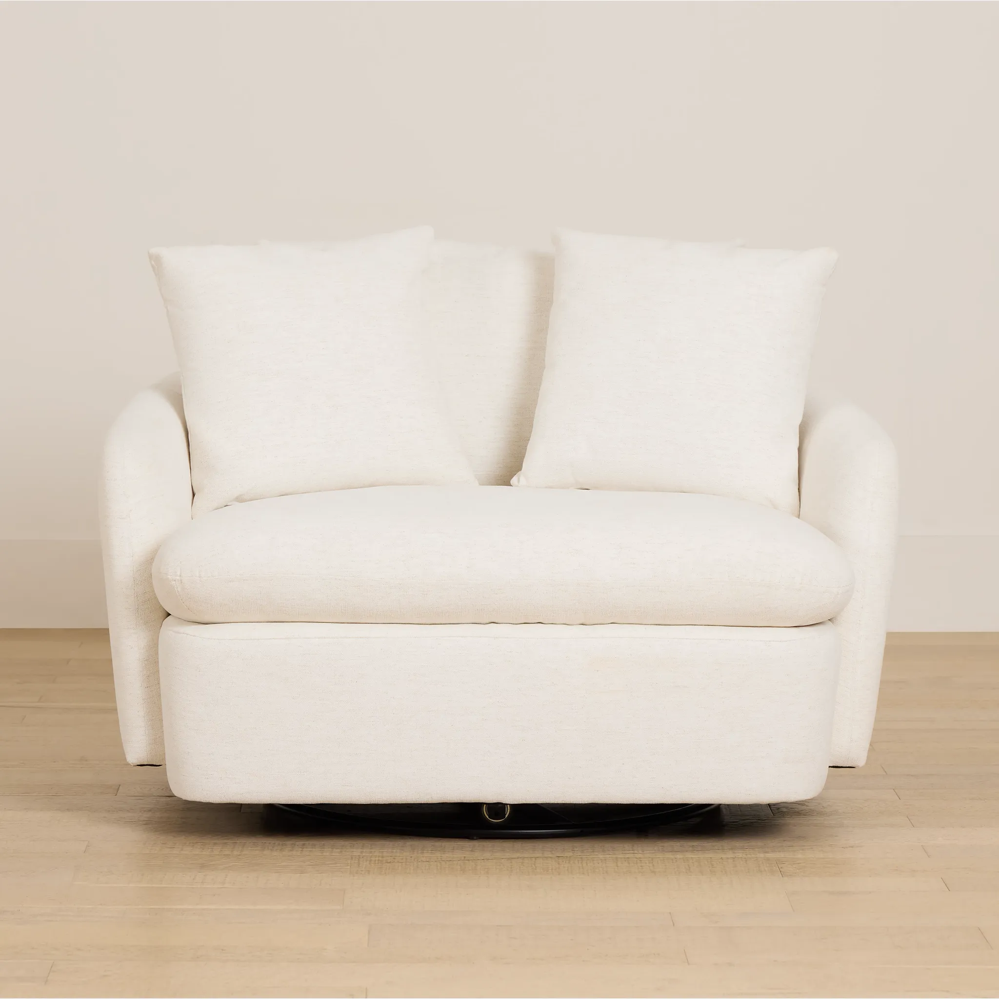 Serena White Fabric Swivel Chair