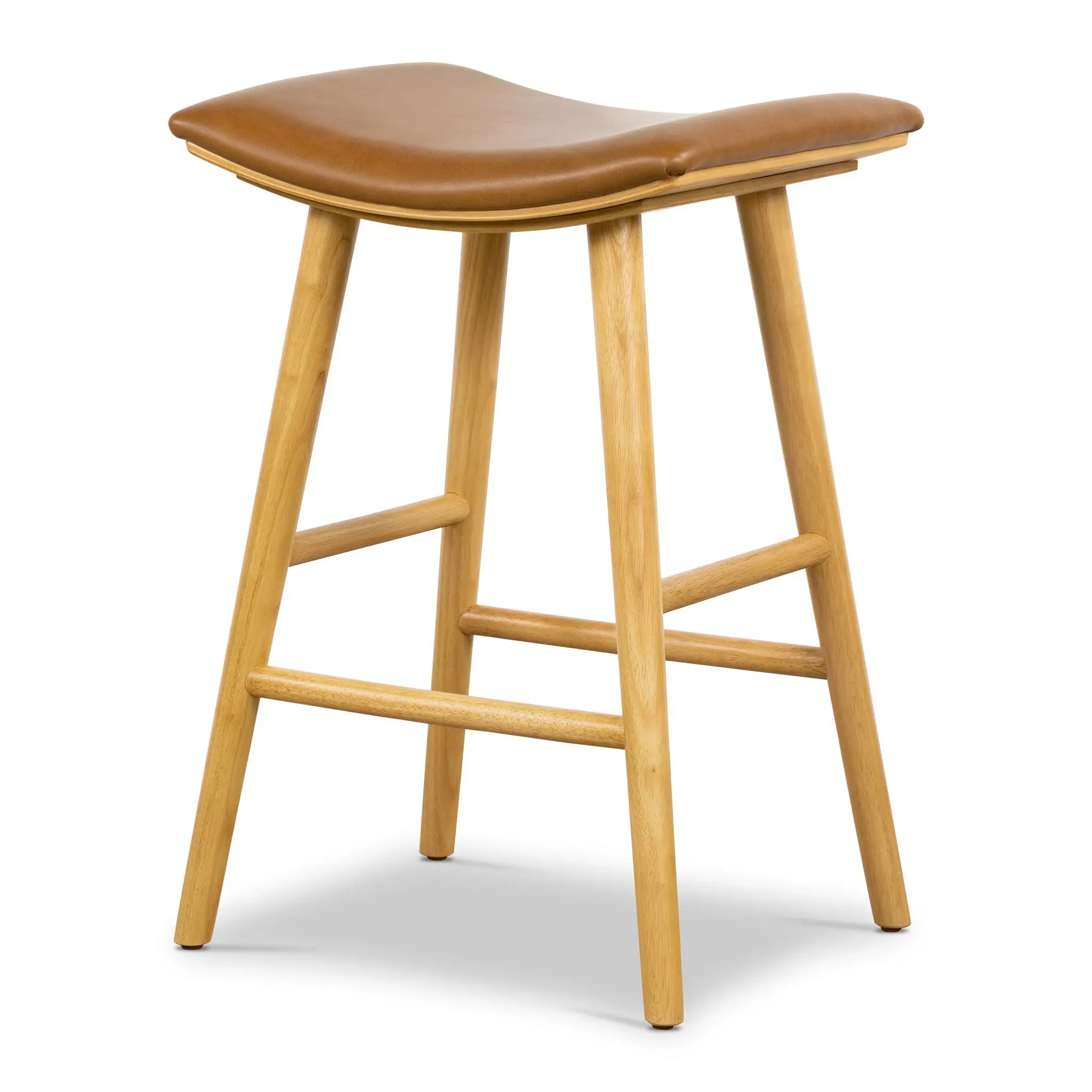 Myles Light Brown Leather 24" Upholstered Barstool Myles Light Brown Leather 24" Upholstered Barstool