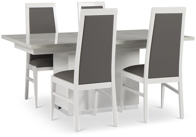 Modena White Rect Table & 4 Chairs