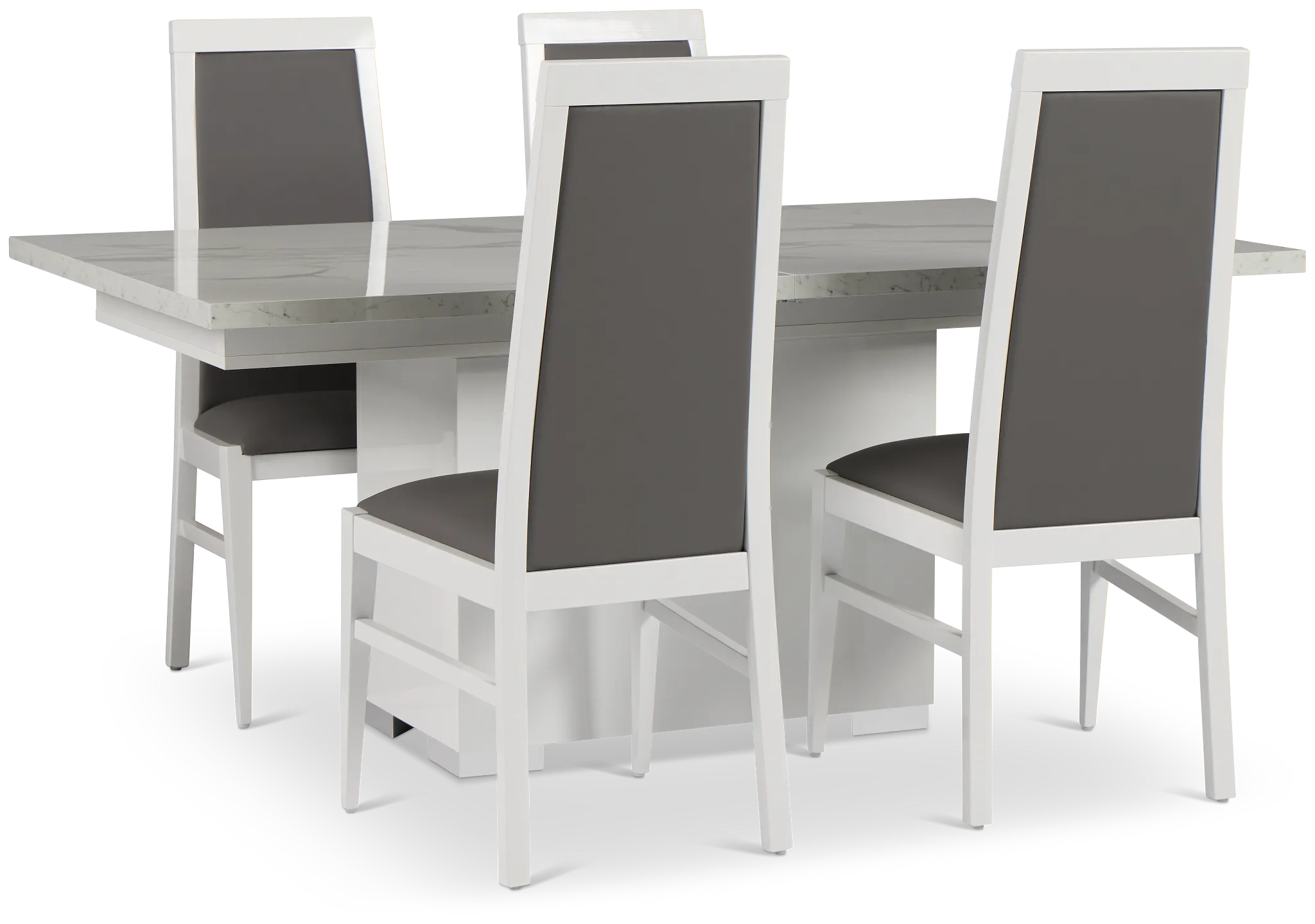 Modena White Rect Table & 4 Chairs