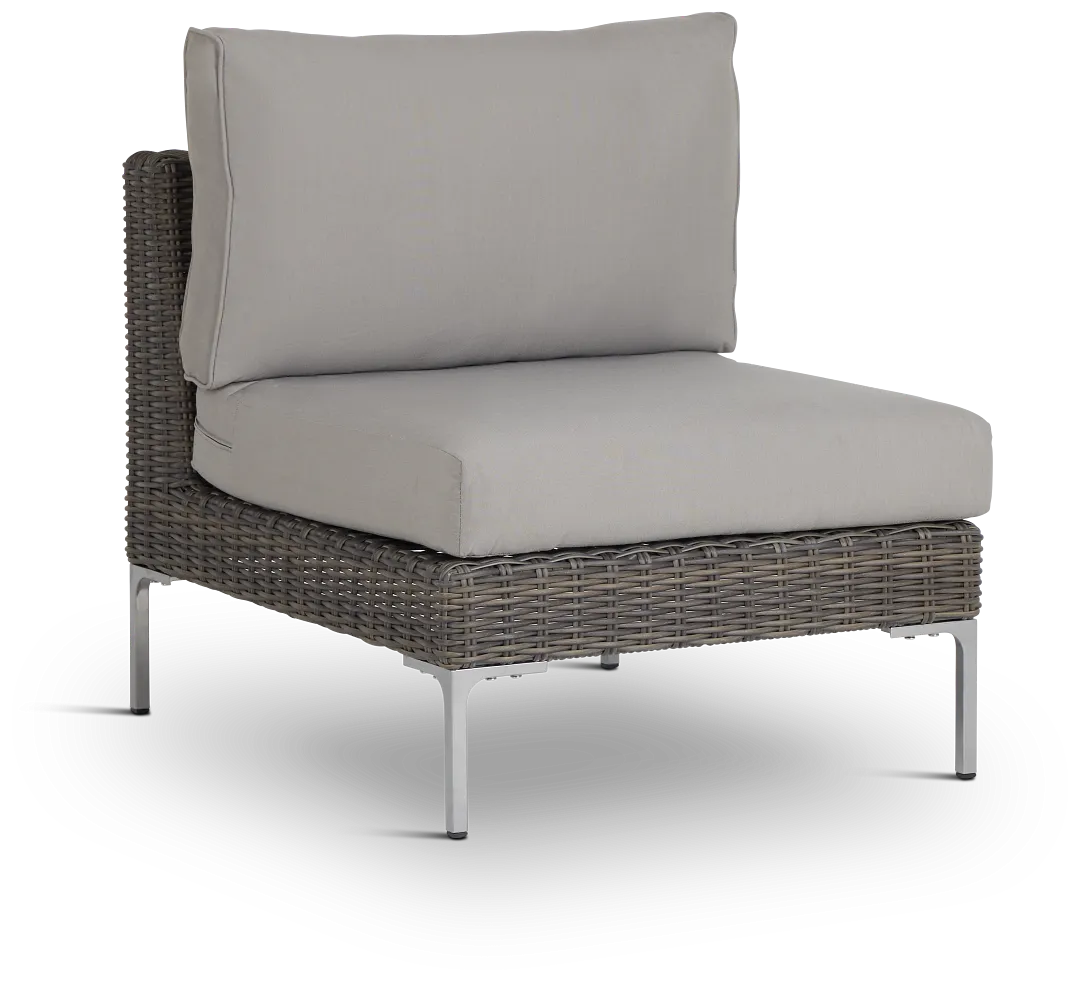 Tulum Gray Woven Armless Chair W/ Cushion