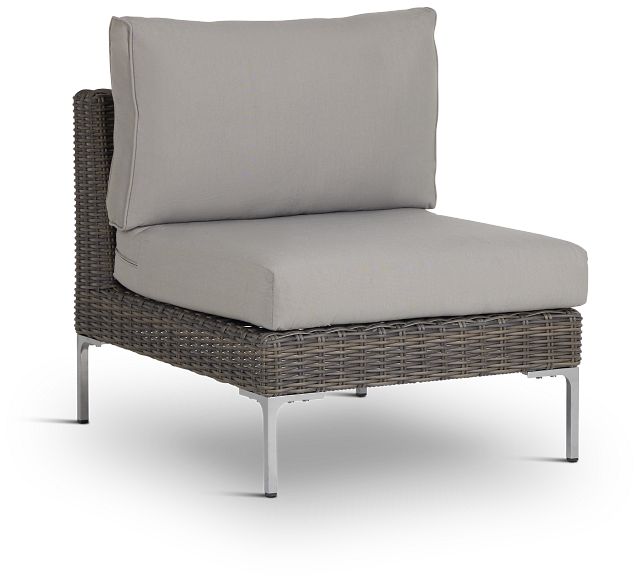 Tulum Gray Woven Armless Chair W/ Cushion