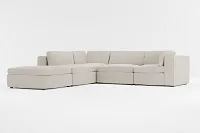 Destin Revenue Beige Fabric 5pc Bumper Sectional