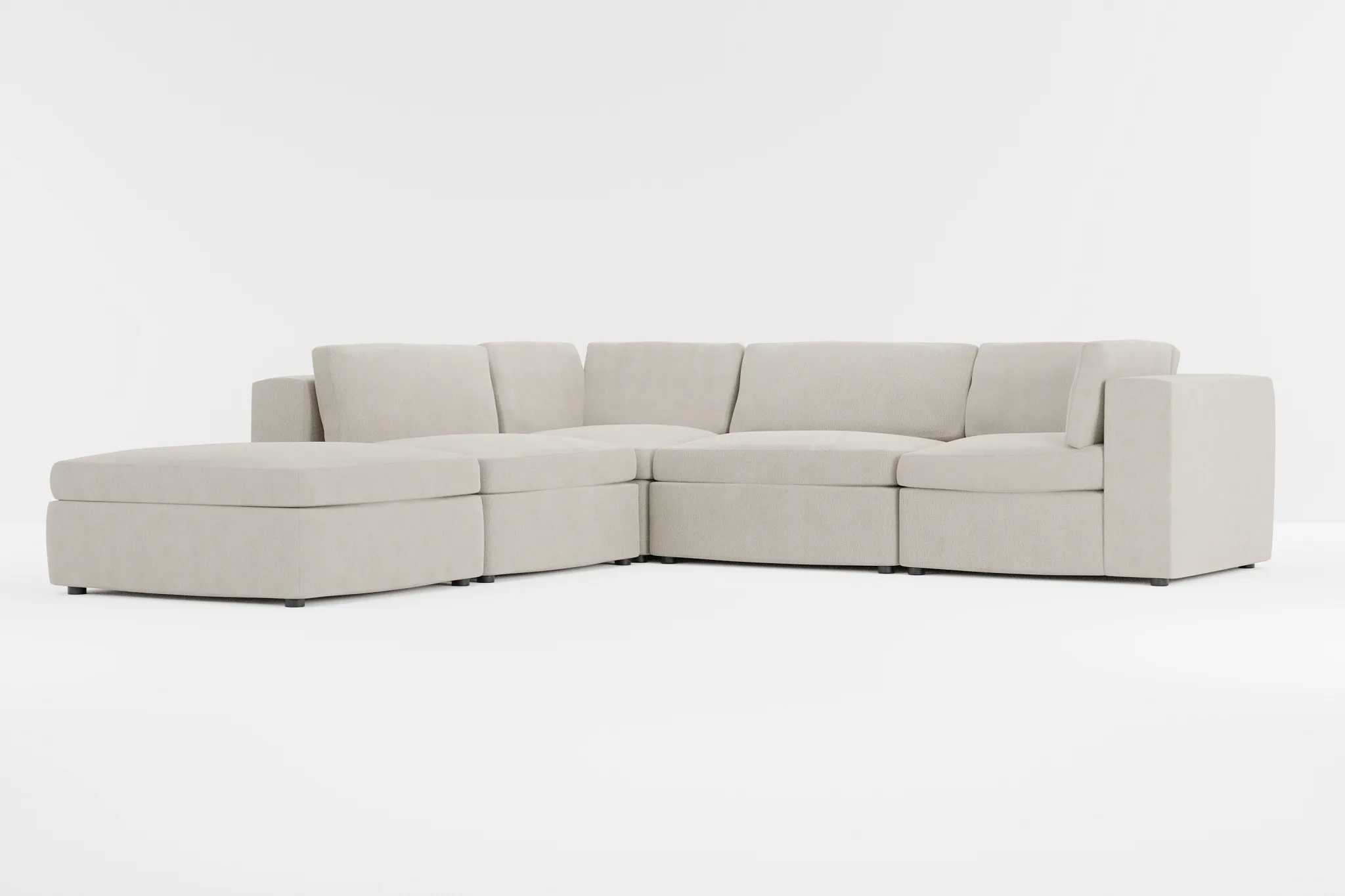 Destin Revenue Beige Fabric 5pc Bumper Sectional