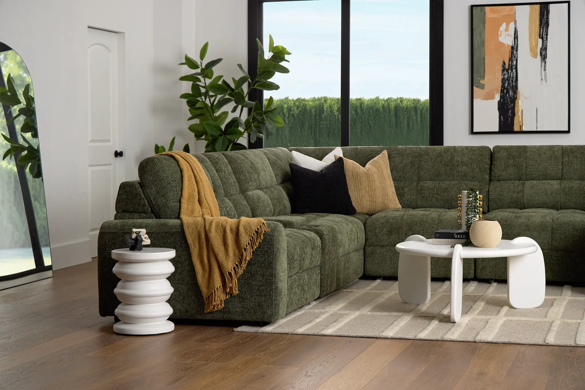 Hendrix Green Fabric Large Triple Power Right Extension Chaise Sectional Hendrix Green Fabric Large Triple Power Right Extension Chaise Sectional
