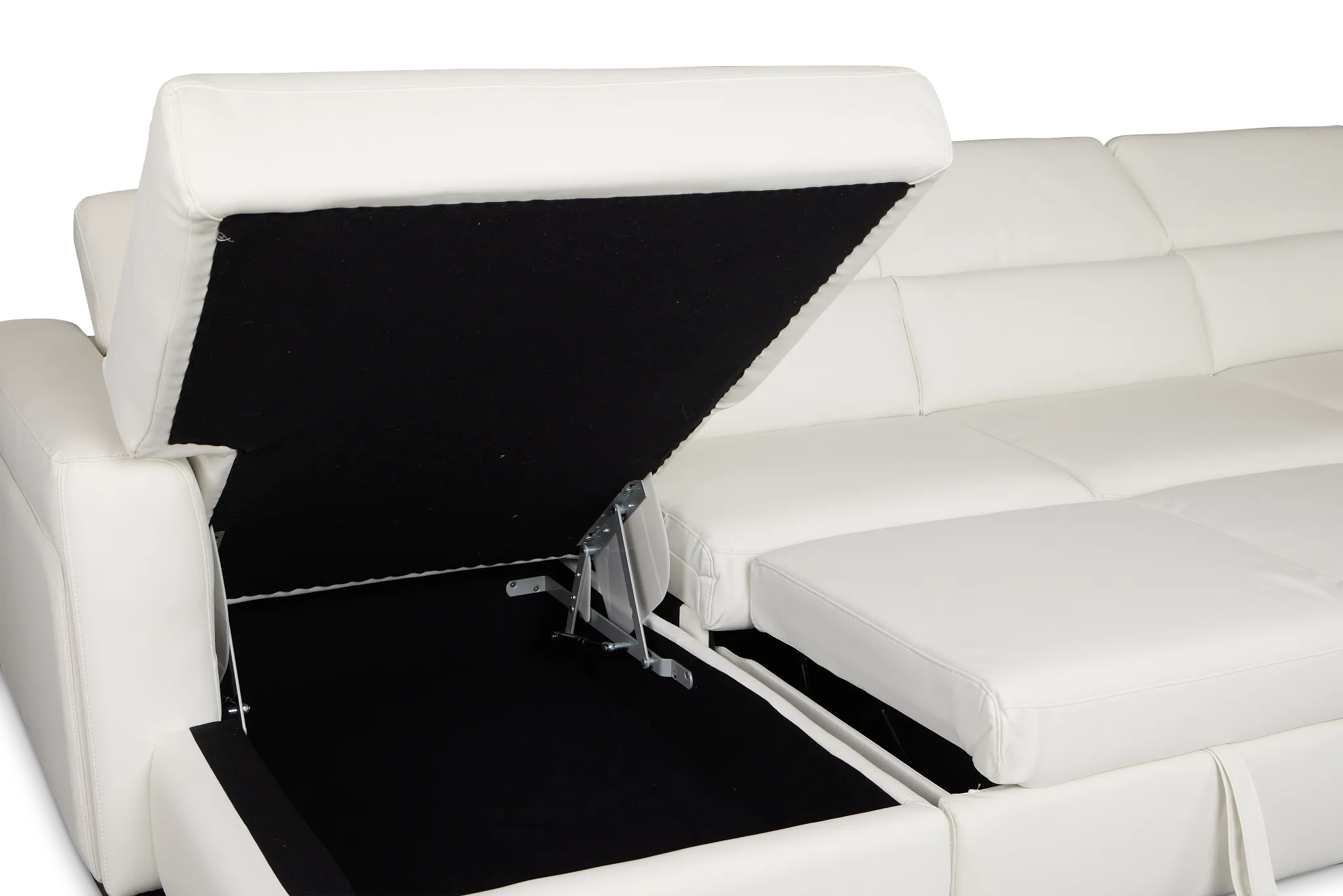 Melody White Storage Medium Left Power Reclining Chaise Sleeper Sect