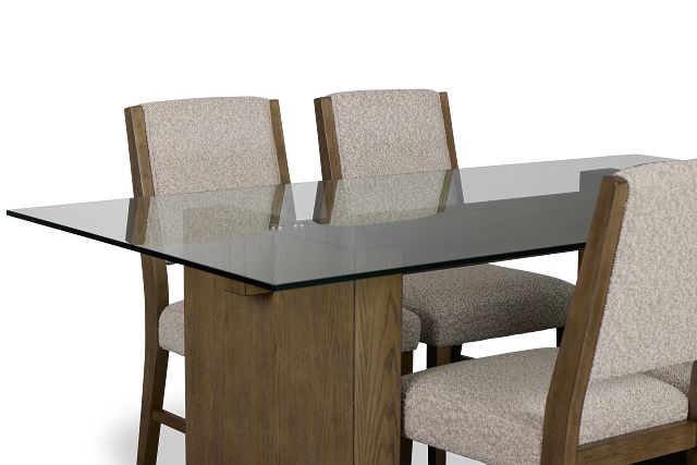 Vance Glass Rectangular Table & 4 Upholstered Chairs