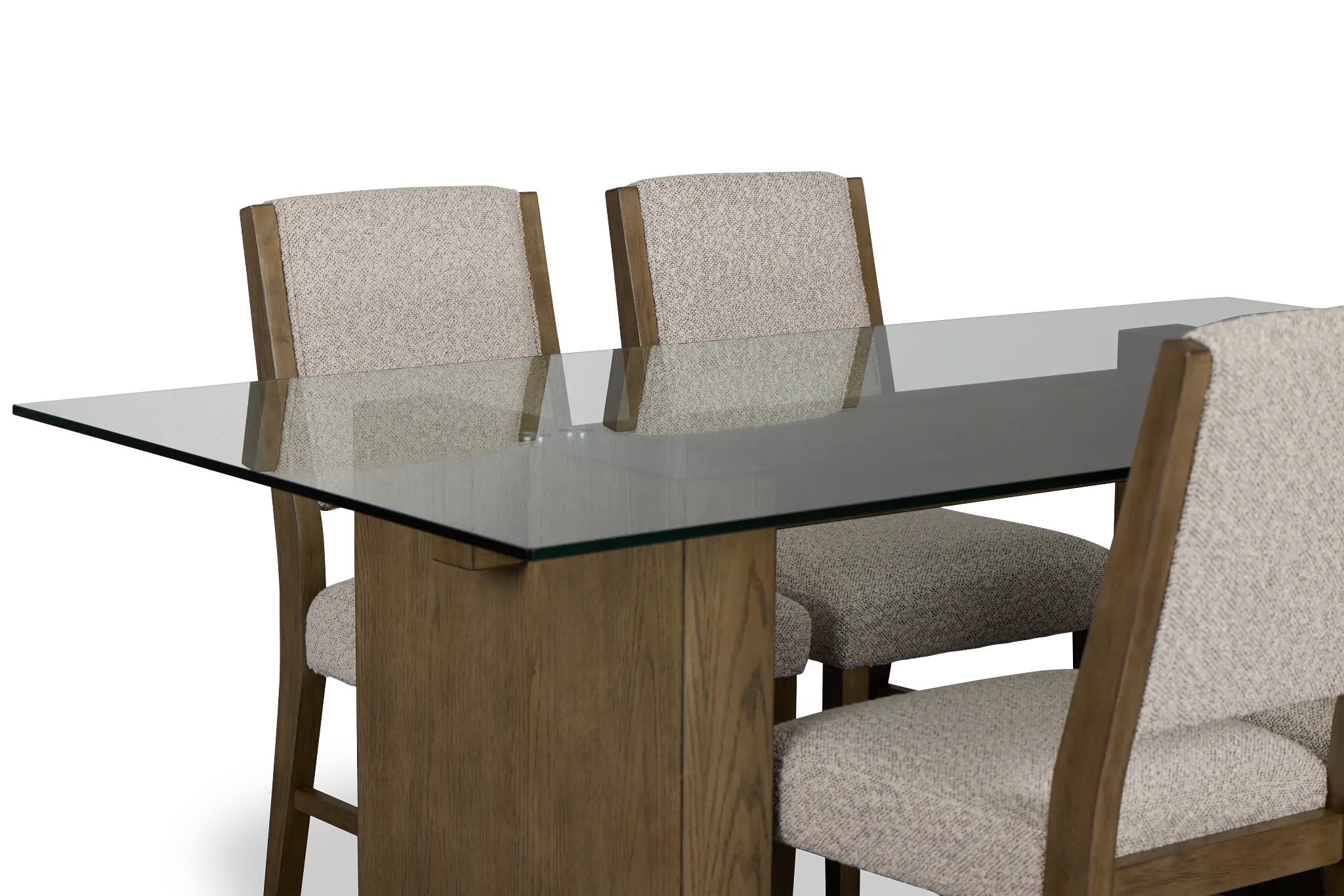 Vance Glass Rectangular Table & 4 Upholstered Chairs Vance Glass Rectangular Table & 4 Upholstered Chairs