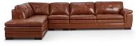 Braden Medium Brown Leather Medium Left Bumper Sectional