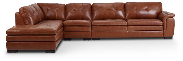 Braden Medium Brown Leather Medium Left Bumper Sectional