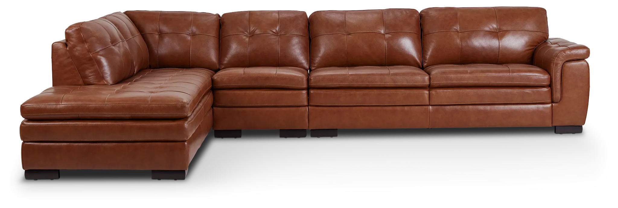 Braden Medium Brown Leather Medium Left Bumper Sectional