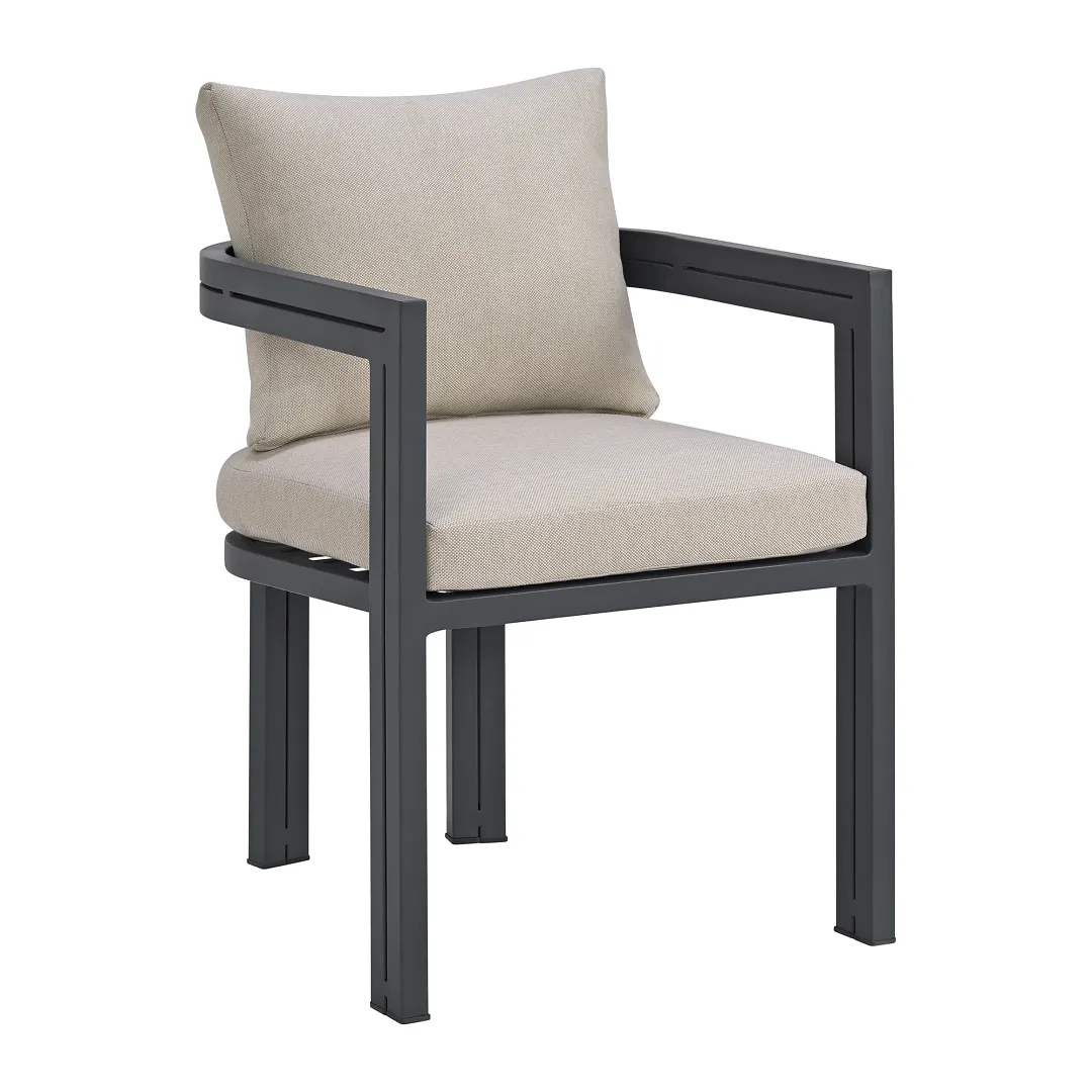 Luai Dark Gray Cushioned Arm Chair