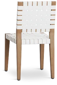 Haven White Woven Leather Side Chair