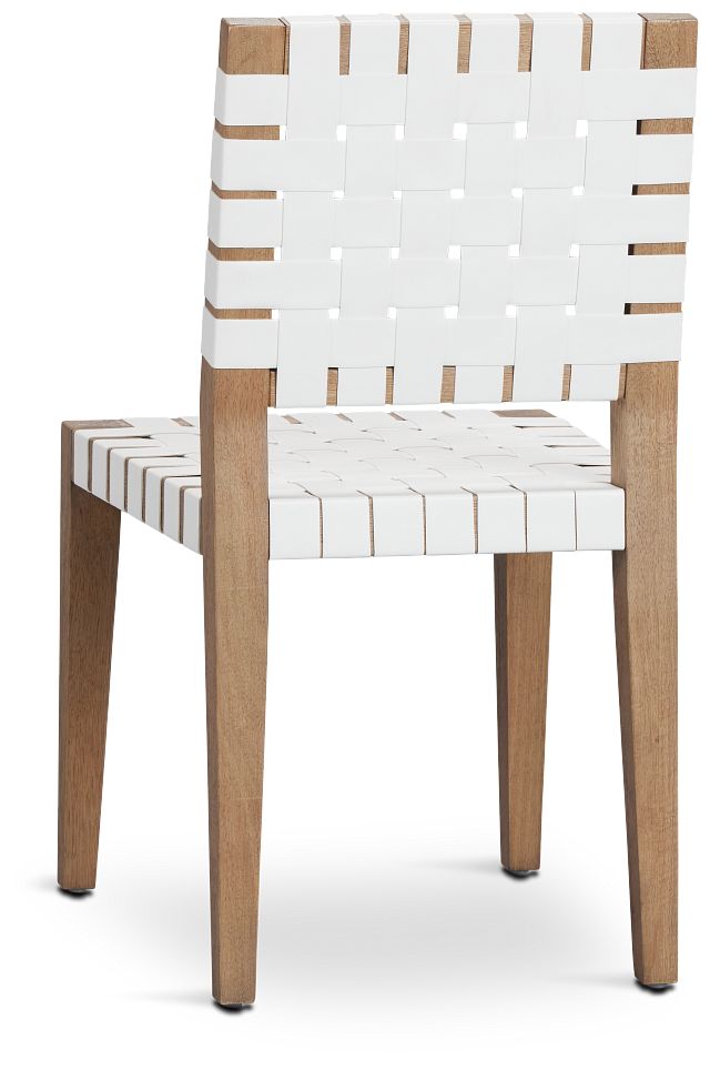 Haven White Woven Leather Side Chair