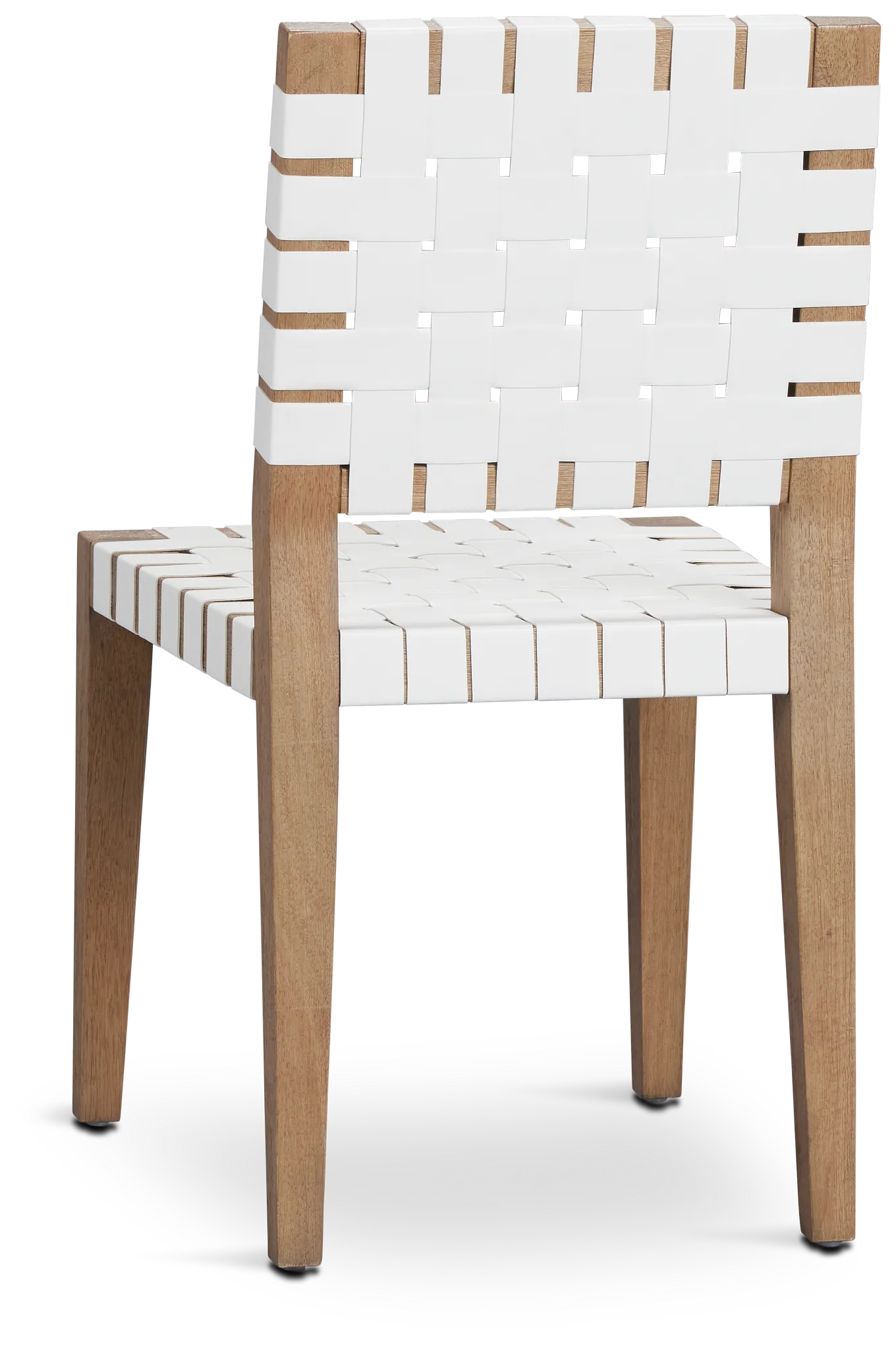 Haven White Woven Leather Side Chair