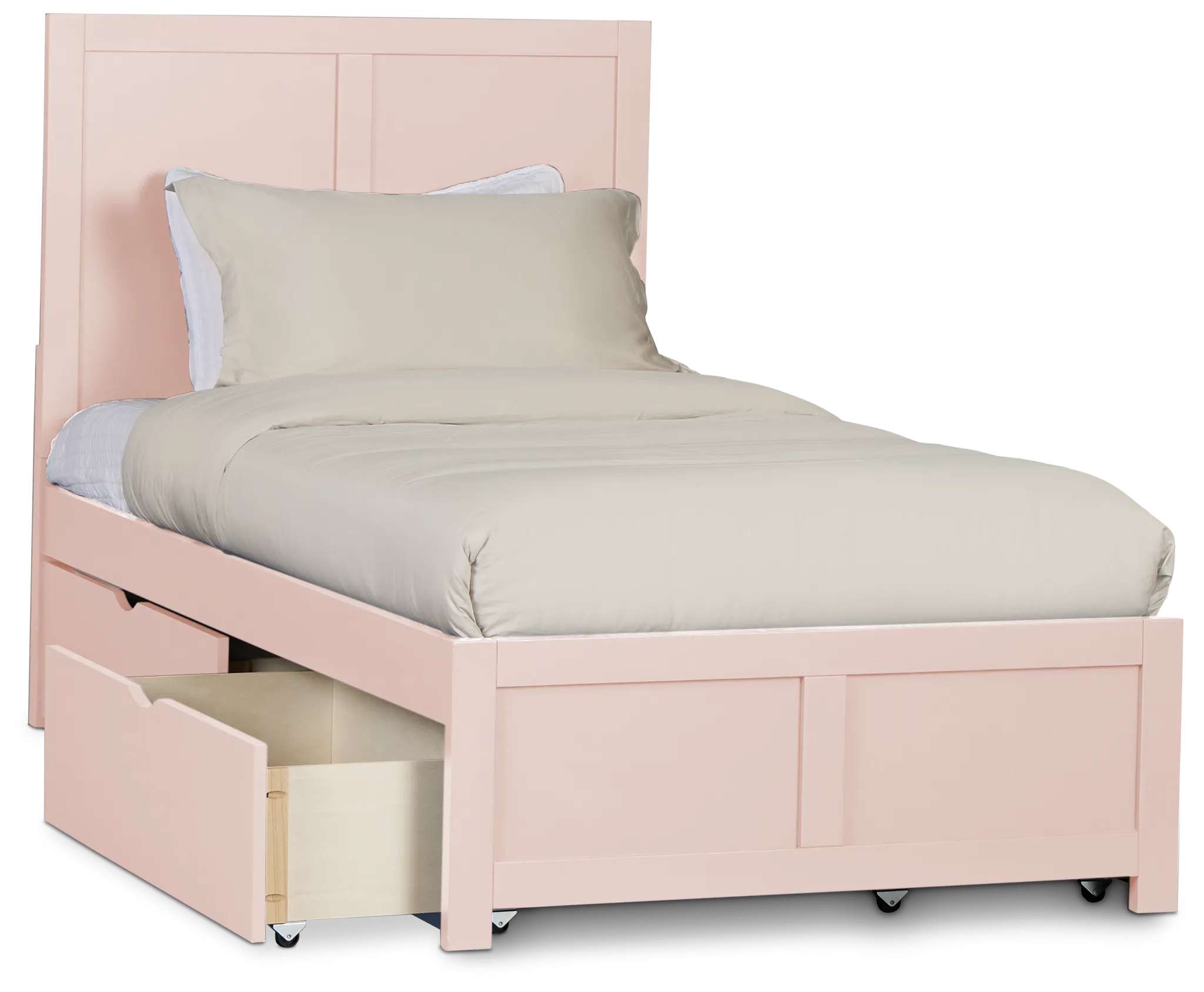 Charleston Pink Panel Bed With 4 Storage Drawers