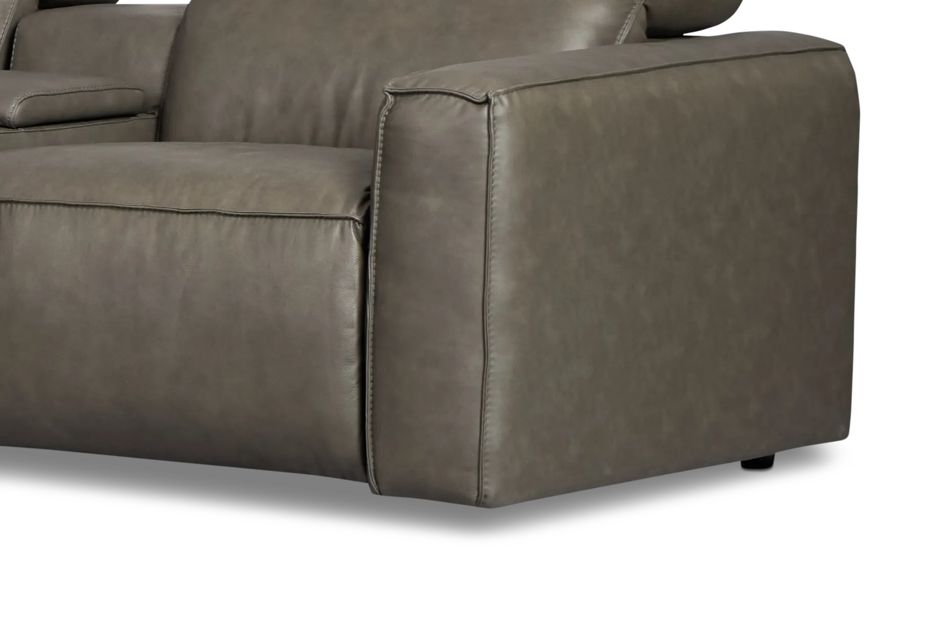Ryland Dark Gray Lthr/vinyl Medium Triple Power 2-arm Sectional