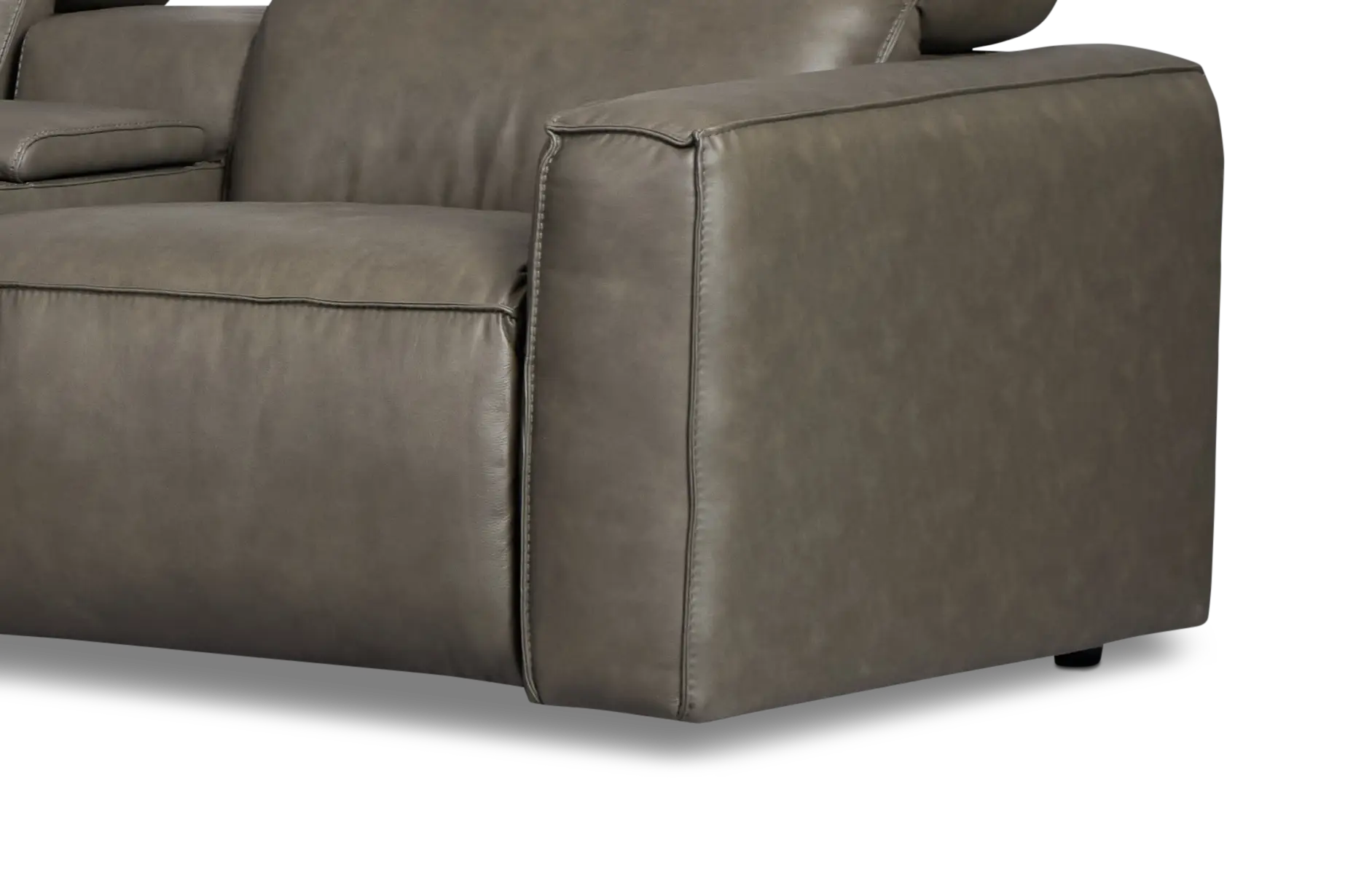 Ryland Dark Gray Lthr/vinyl Medium Triple Power 2-arm Sectional Ryland Dark Gray Lthr/vinyl Medium Triple Power 2-arm Sectional