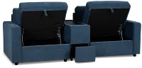 Addie Blue Fabric 2-piece Modular Storage Sofa With Console