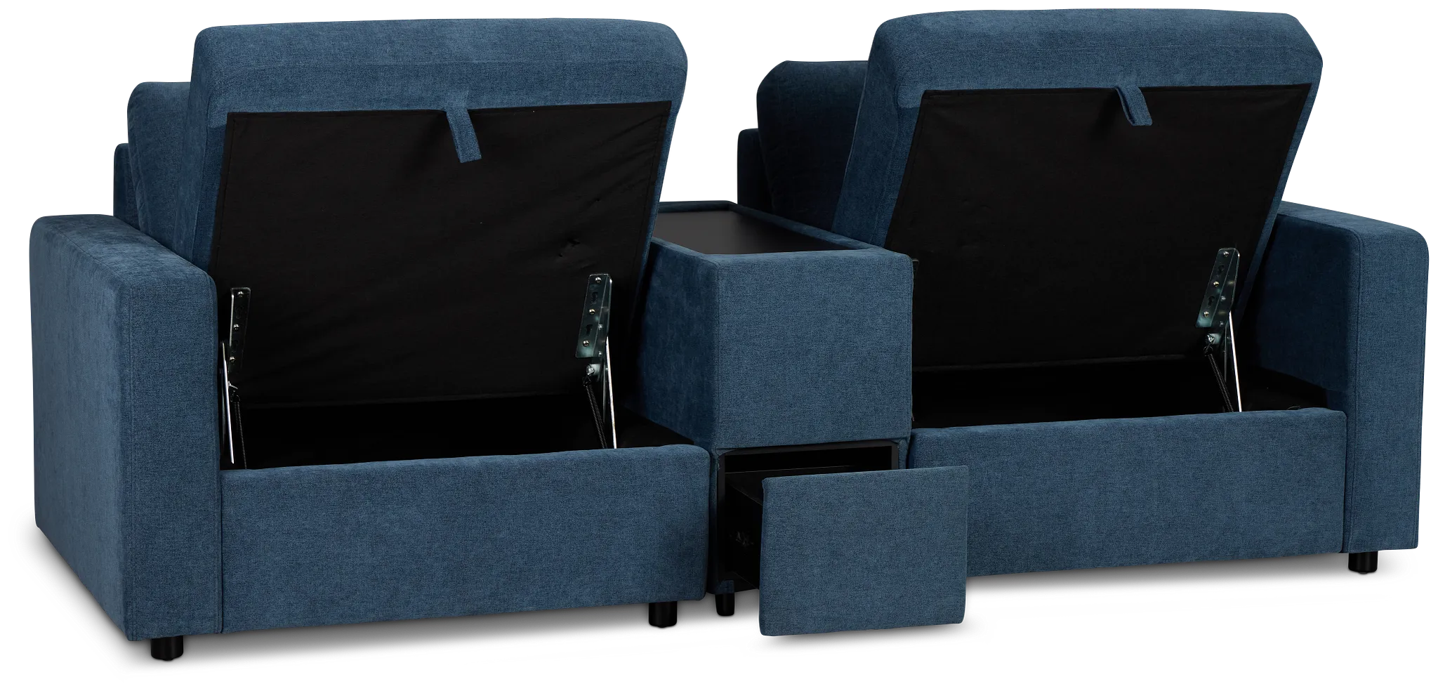 Addie Blue Fabric 2-piece Modular Storage Sofa With Console