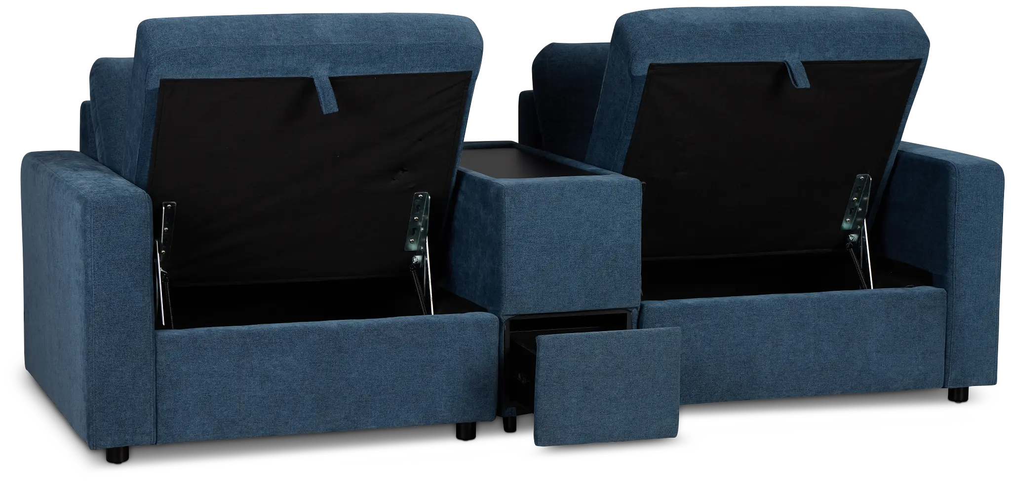 Addie Blue Fabric 2-piece Modular Storage Sofa With Console Addie Blue Fabric 2-piece Modular Storage Sofa With Console