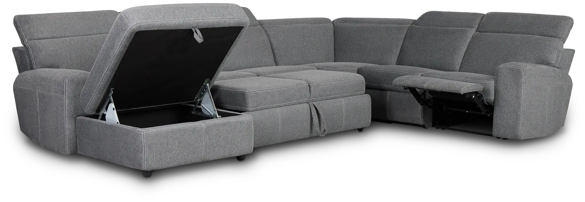 Callum Dark Gray Storage Small Left Reclining Chaise Sleeper Sectional Callum Dark Gray Storage Small Left Reclining Chaise Sleeper Sectional