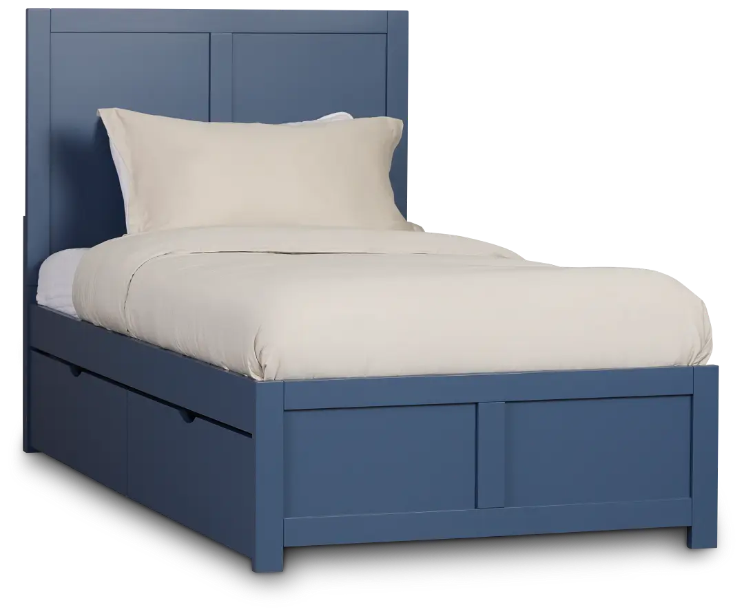 Charleston Dark Blue Panel Bed With 4 Storage Drawers Charleston Dark Blue Panel Bed With 4 Storage Drawers