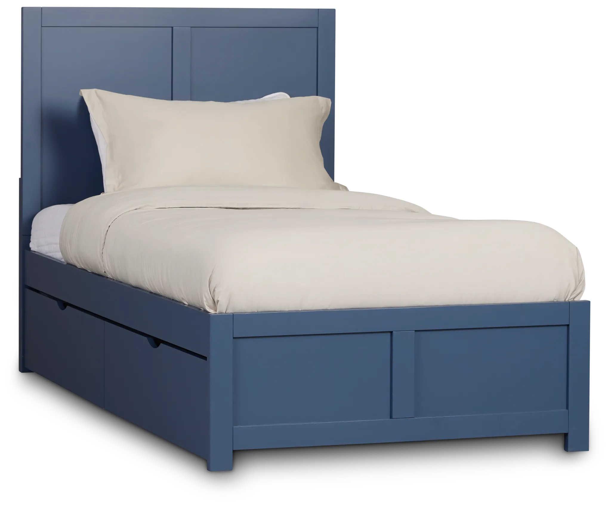 Charleston Dark Blue Panel Bed With 4 Storage Drawers