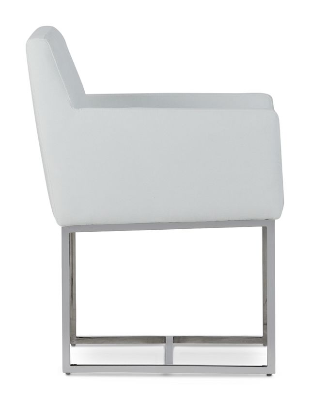 Miami White Fabric Upholstered Arm Chair (1)