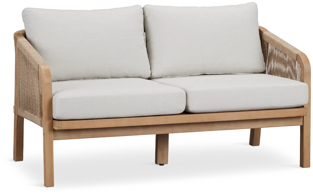 Laguna Light Tone Loveseat With Gray Cushions