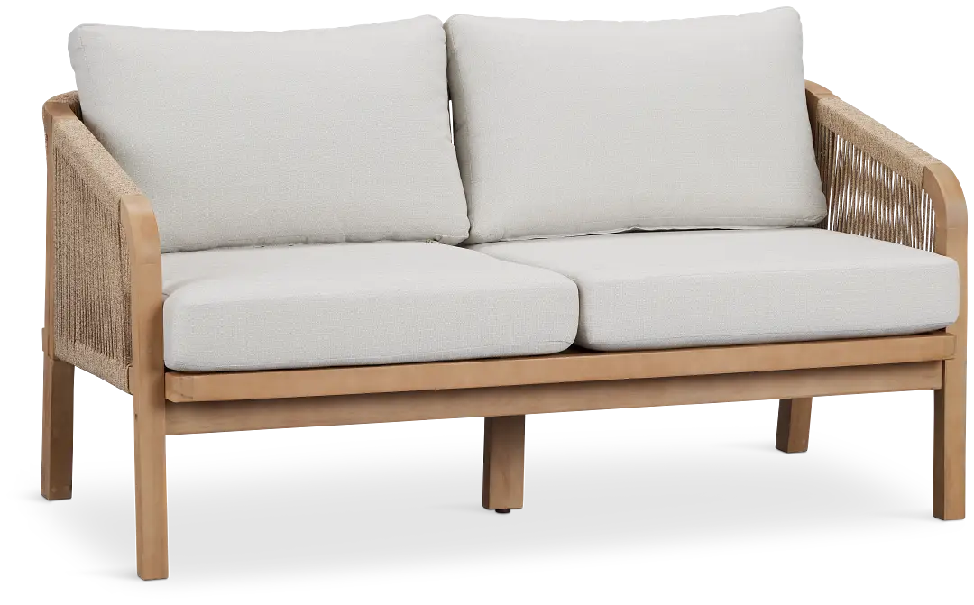 Laguna Light Tone Loveseat With Gray Cushions Laguna Light Tone Loveseat With Gray Cushions