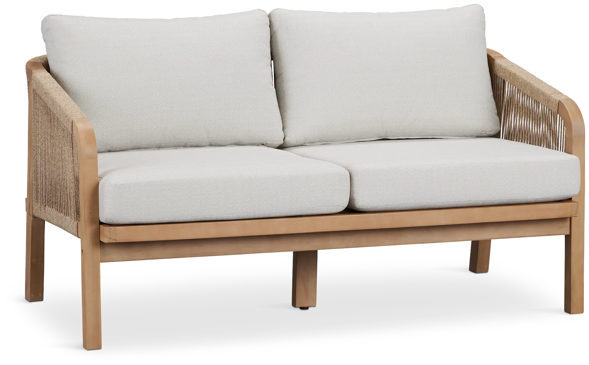 Laguna Light Tone Loveseat With Gray Cushions Laguna Light Tone Loveseat With Gray Cushions