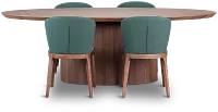 Nomad Mid Tone 94" Oval Table & 4 Dark Green Chairs W/ Mid-tone Legs