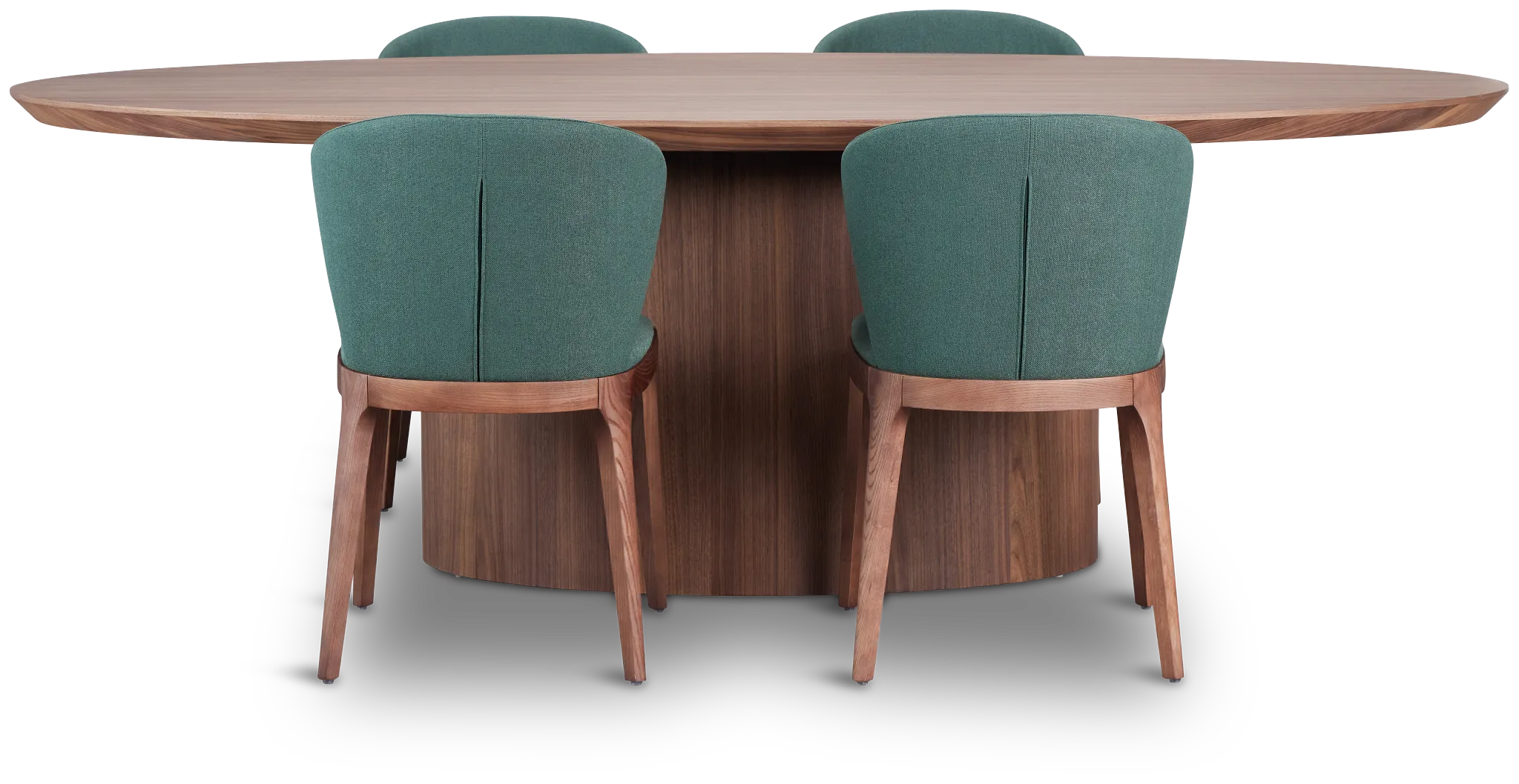 Nomad Mid Tone 94" Oval Table & 4 Dark Green Chairs W/ Mid-tone Legs