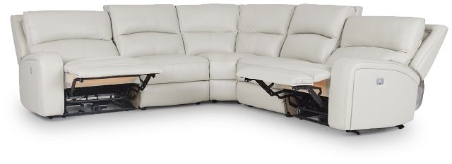 Asher Light Gray Lthr/vinyl Small Two-arm Power Reclining Sectional (1)
