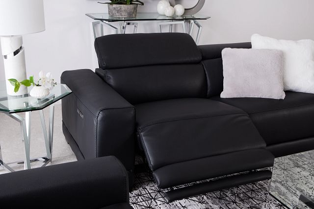 Lombardy Black Micro Power Reclining Sofa