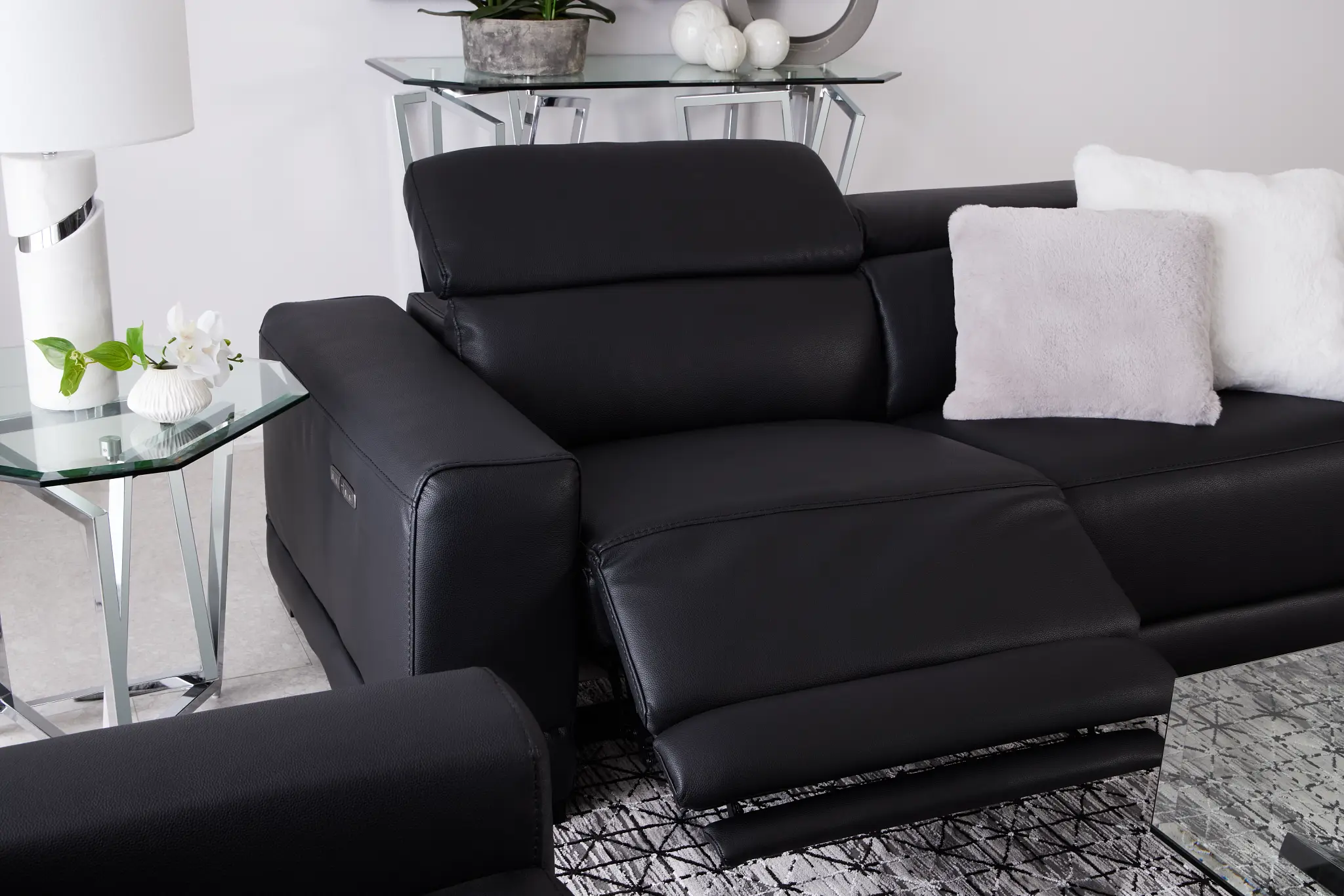 Lombardy Black Micro Power Reclining Sofa Lombardy Black Micro Power Reclining Sofa