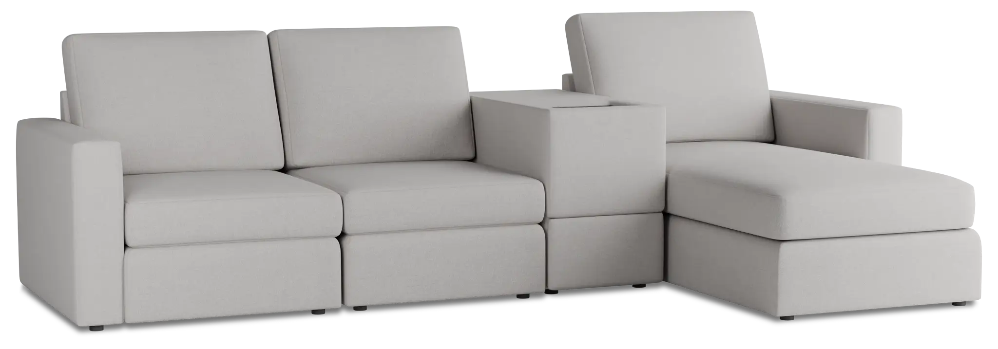 Citymod Light Gray Fabric Small Right Chaise Sectional With Storage Console Citymod Light Gray Fabric Small Right Chaise Sectional With Storage Console