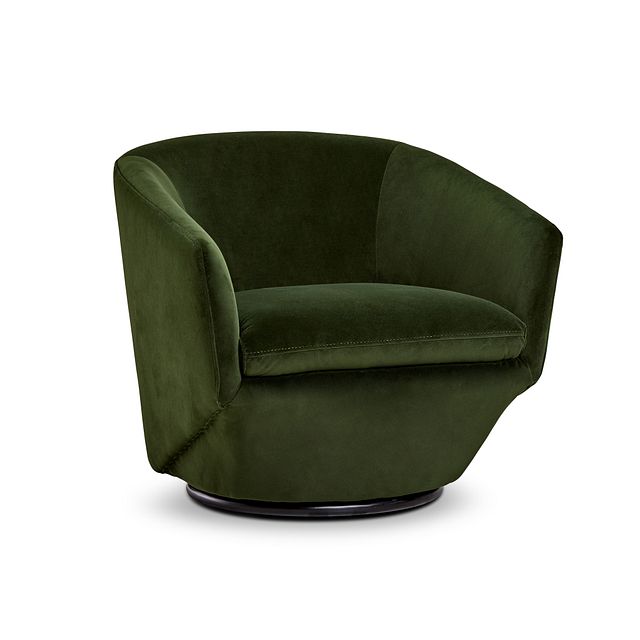 Darian Dark Green Velvet Swivel Accent Chair (1)