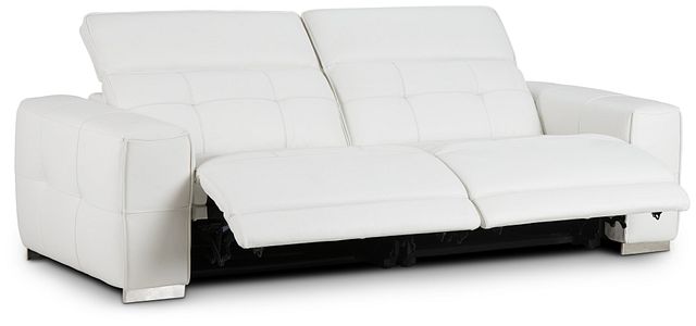Reva White Leather Power Reclining Sofa
