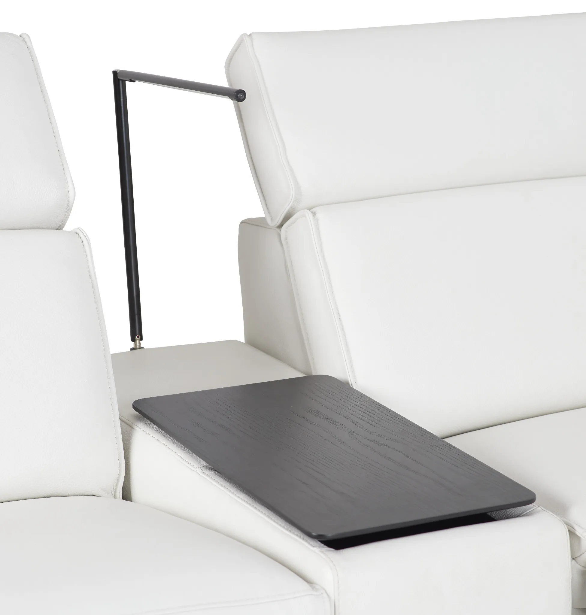 Carmelo White Leather Medium Triple Power 2-arm Sectional