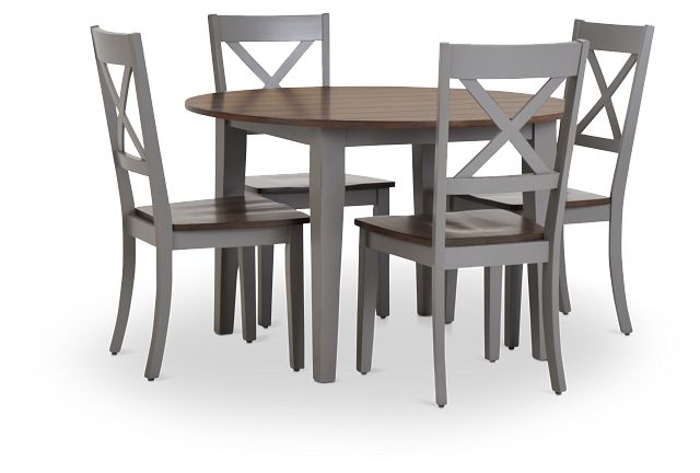 Sumter Gray Round Table & 4 Chairs (4)