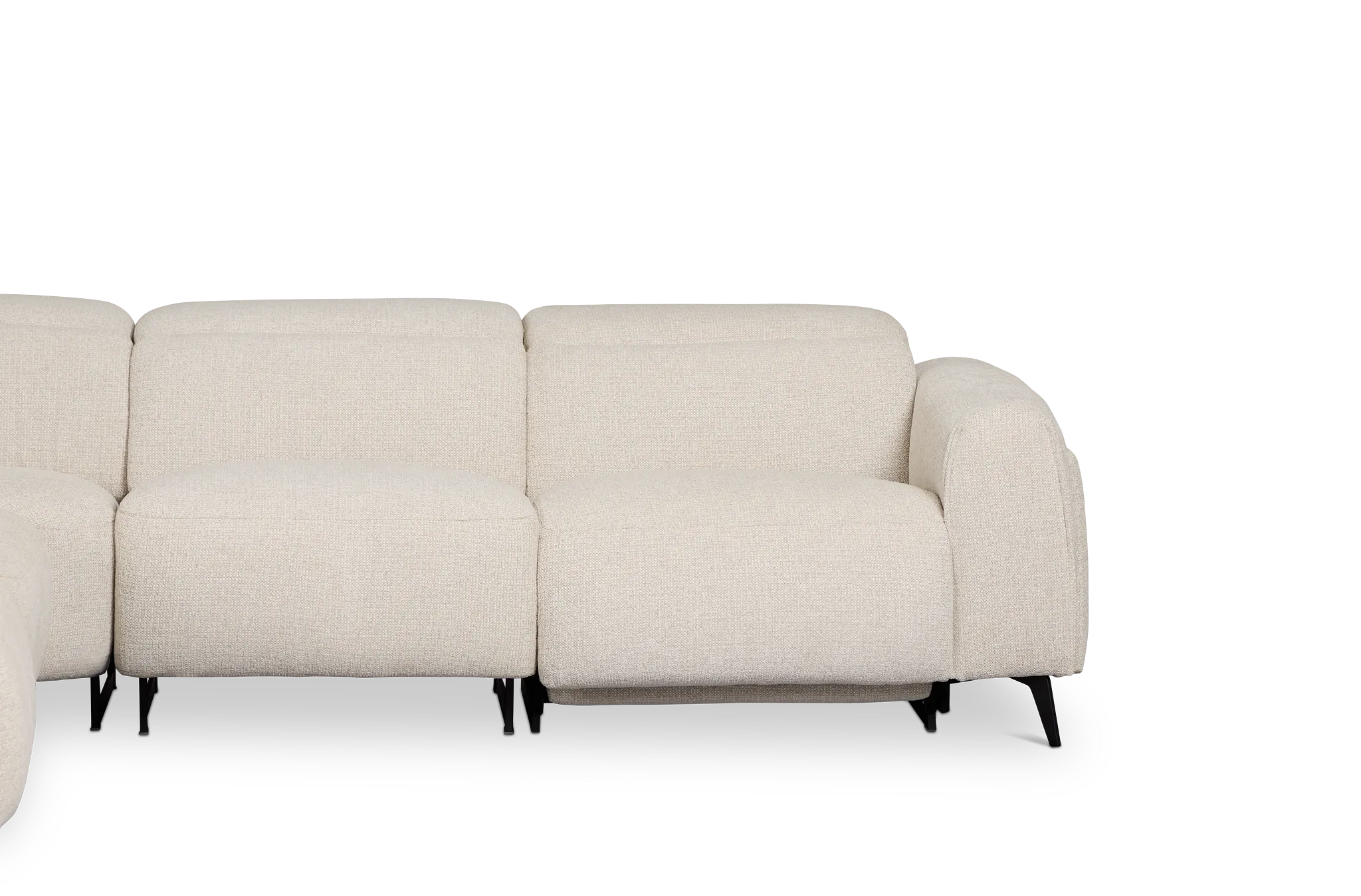 Reyna Light Beige Fabric Small Dual Power Reclining Two-arm Sectional
