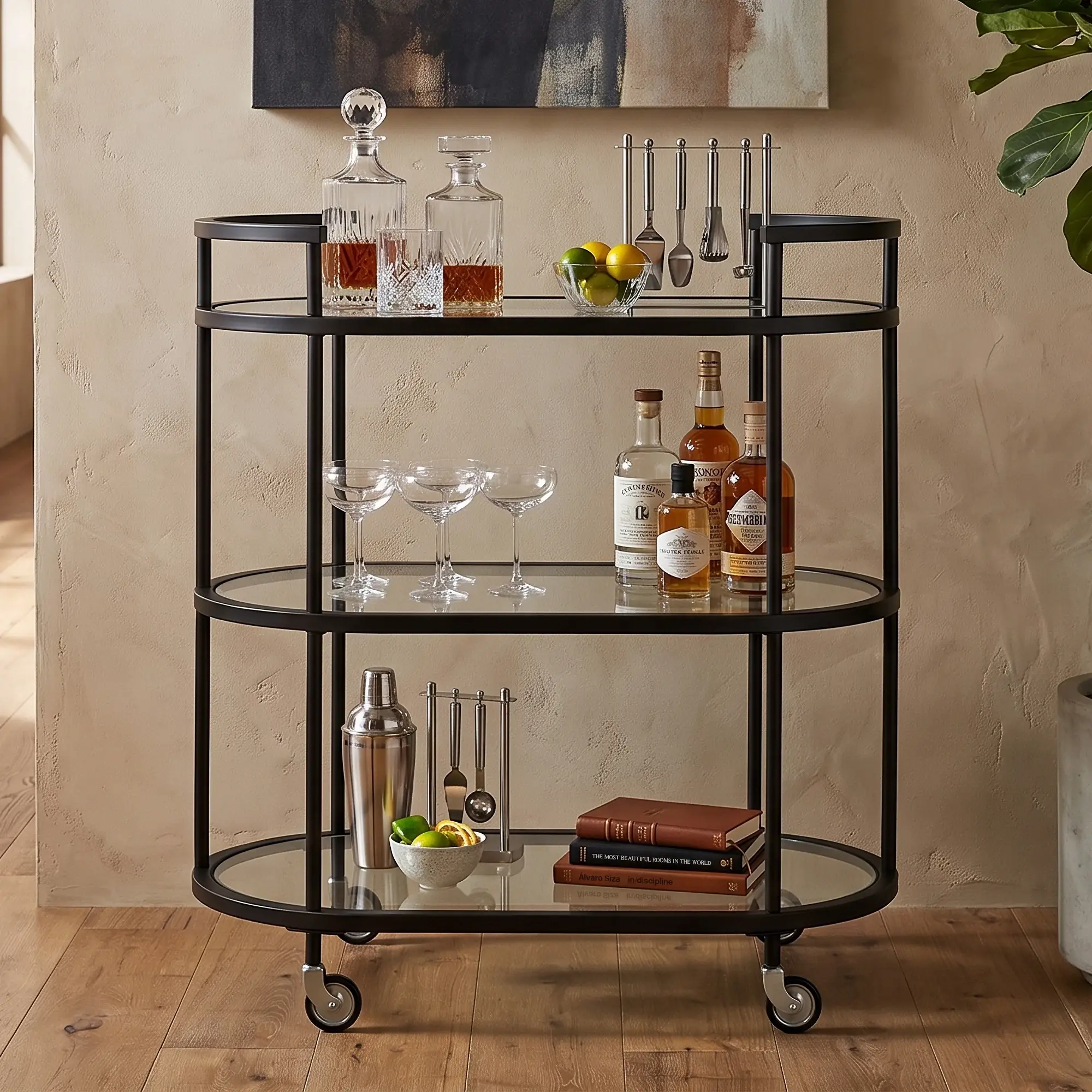 Emilie Black Metal Bar Cart Emilie Black Metal Bar Cart