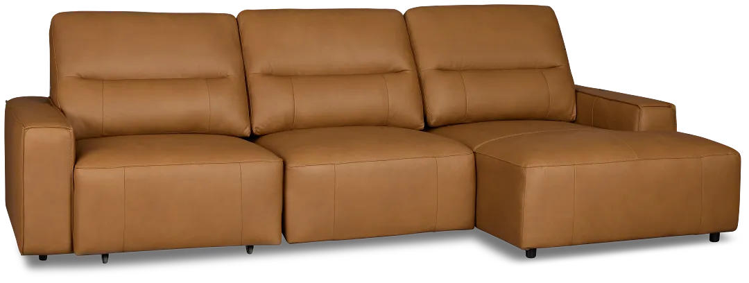 Rudy Brown Lthr/vinyl Right Power Extension Chaise Sectional