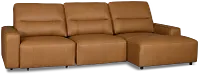 Rudy Brown Lthr/vinyl Right Power Extension Chaise Sectional