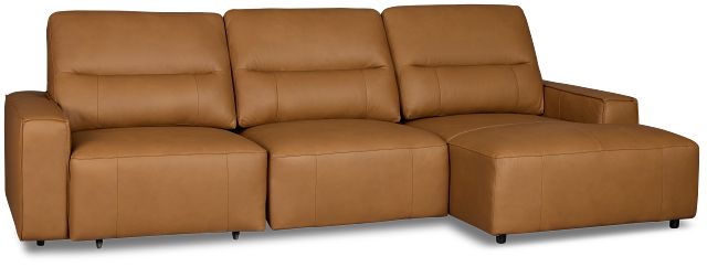 Rudy Brown Lthr/vinyl Right Power Extension Chaise Sectional