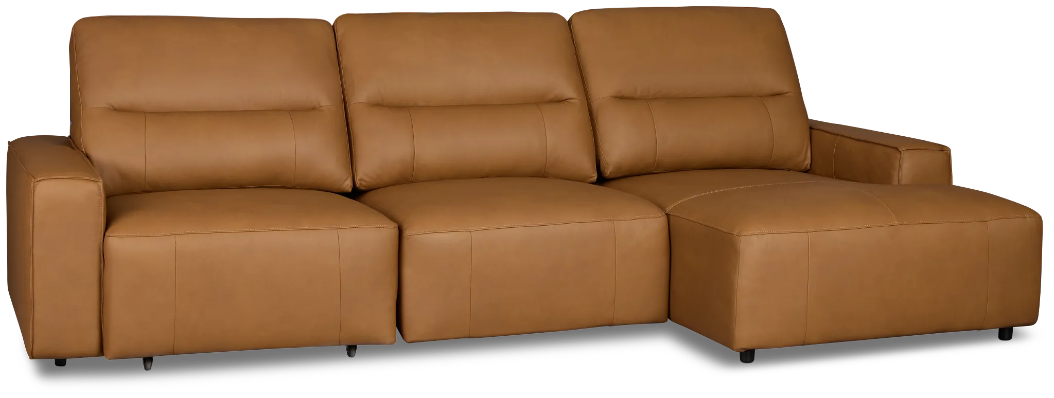 Rudy Brown Lthr/vinyl Right Power Extension Chaise Sectional