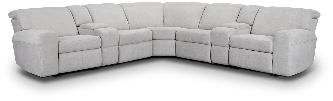 Callum Light Gray Fabric Large Dual Power Reclining Two-arm Sectional